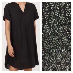 H&M V-Neck Black Spotted Kaftan Mini Dress